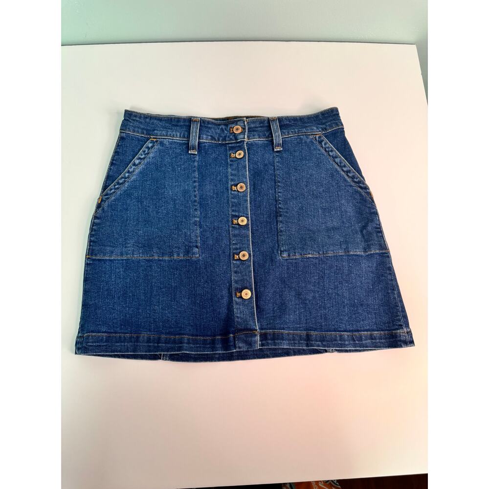 EUC! J. Crew Mercantile Button Down Jean Skirt - Blue - Size 8
